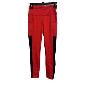 Mind Body Love Color Blocked Legging‎ Red Black Pocket Size XS